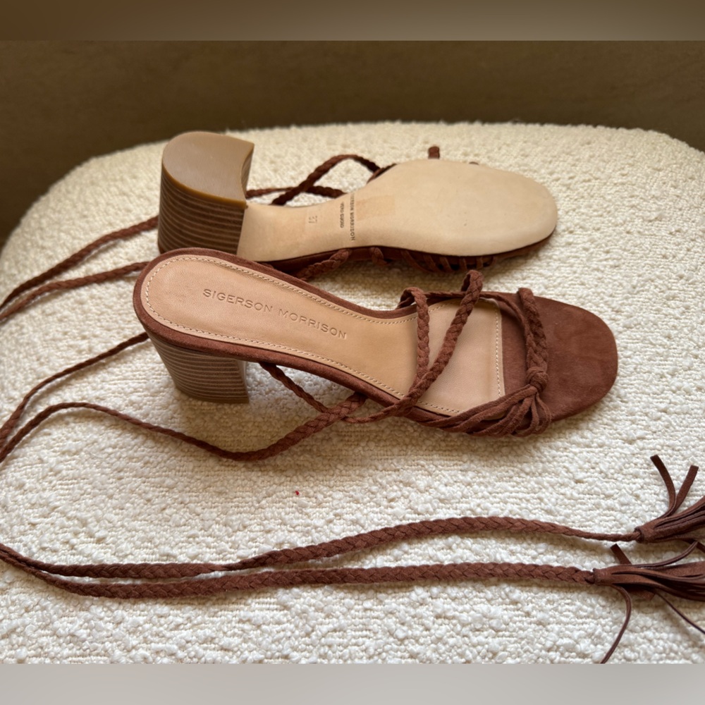Sigerson Morrison Brown Suede Strappy Sandals - Picture 3 of 5